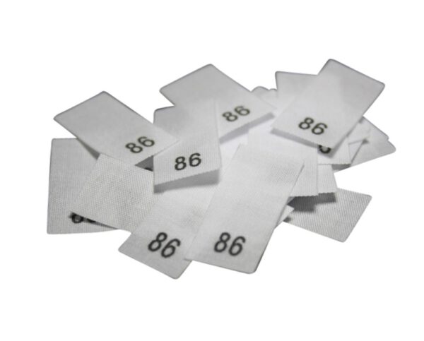 25 Textiletiketten - Größe 86 auf Mischband