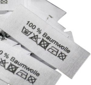 100% Baumwolle mit Pflegesymbole