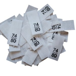 25 Textiletiketten - Größe 74/80 auf Mischband 25 Textiletiketten - Größe 74/80 auf Mischband