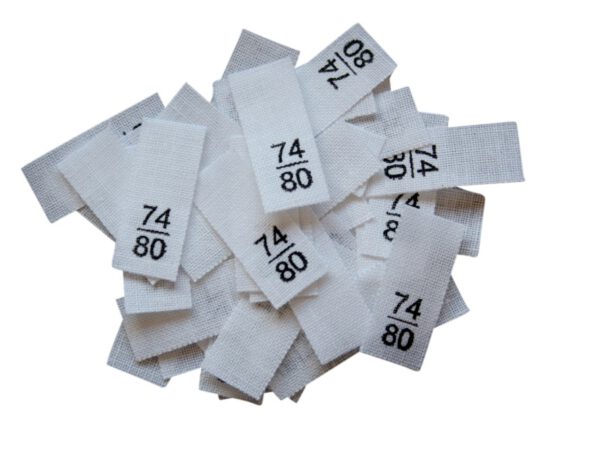 25 Textiletiketten - Größe 74/80 auf Mischband 25 Textiletiketten - Größe 74/80 auf Mischband