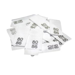 25 Textiletiketten - Größe 80/86 auf Mischband