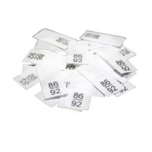 25 Textiletiketten - Größe 86/92 auf Mischband