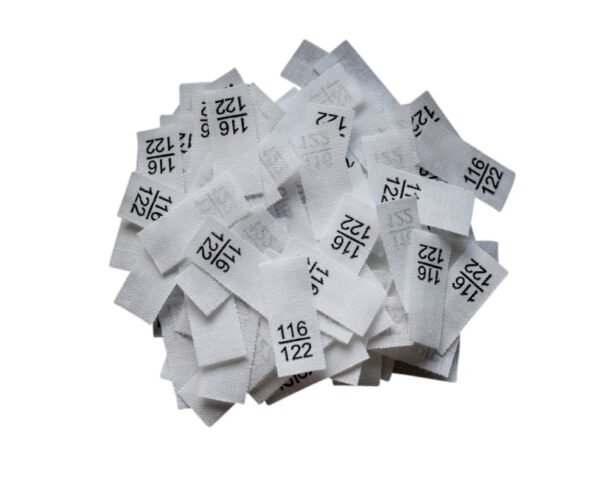 25 Textiletiketten - Größe 116/122 auf Mischband 25 Textiletiketten - Größe 116/122 auf Mischband