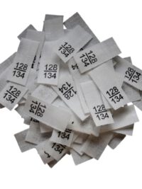 25 Textiletiketten - Größe 128/134 auf Mischband 25 Textiletiketten - Größe 128/134 auf Mischband