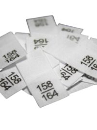 25 Textiletiketten - Größe 158/164 auf Mischband