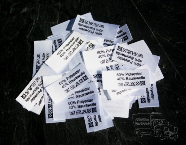 50 Textiletiketten 60% Polyester 40% Baumwolle