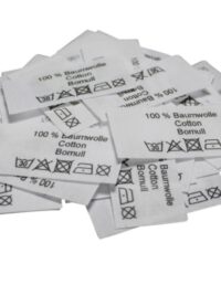 50 Textiletiketten 100% Baumwolle in drei Sprachen