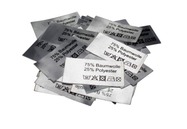 50 Textiletiketten 75% Baumwolle 25% Polyester