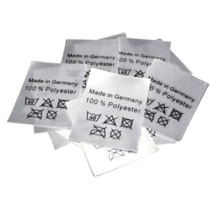 25 Textiletiketten 100% Polyester Made in Germany