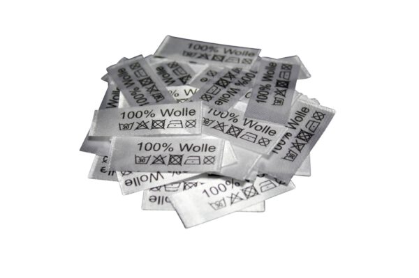 50 Textiletiketten 100% Wolle
