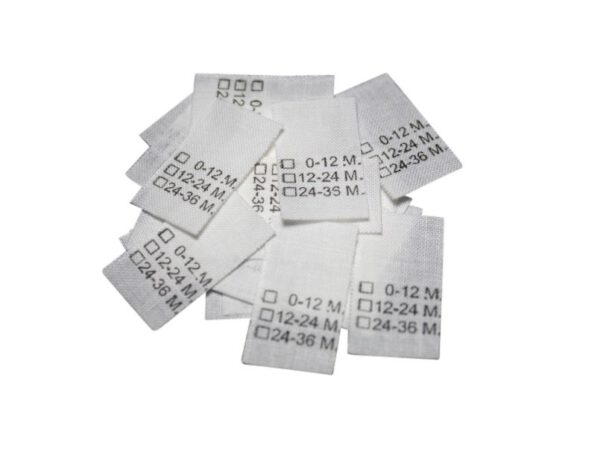 25 Textiletiketten Kindergrößen in Monatsangabe 25 Textiletiketten Kindergrößen in Monatsangabe