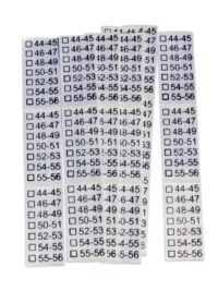 20 selbstklebende Textiletiketten Hutgrößen 20 selbstklebende Textiletiketten Hutgrößen