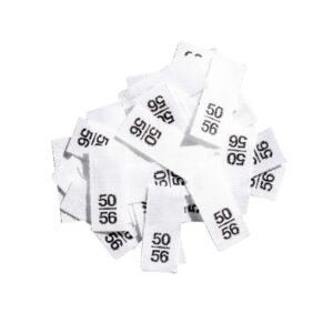 25 Textiletiketten - Größe 50/56 auf Mischband 25 Textiletiketten - Größe 50/56 auf Mischband