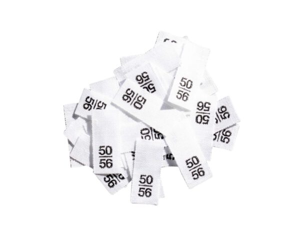 25 Textiletiketten - Größe 50/56 auf Mischband 25 Textiletiketten - Größe 50/56 auf Mischband