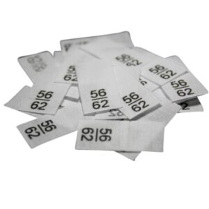 25 Textiletiketten - Größe 56/62 auf Mischband