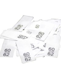 25 Textiletiketten - Größe 60/62 auf Mischband