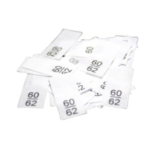 25 Textiletiketten - Größe 60/62 auf Mischband