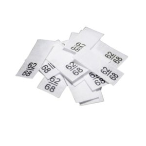 25 Textiletiketten - Größe 62/68 auf Mischband