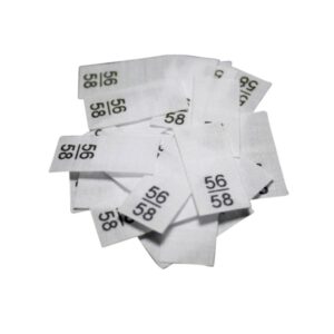 25 Textiletiketten - Größe 56/58 auf Mischband