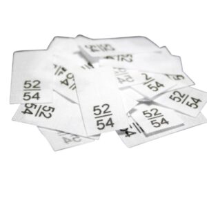 25 Textiletiketten - Größe 52/54 auf Mischband