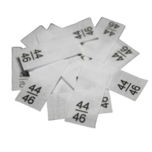 25 Textiletiketten - Größe 44/46 auf Mischband 25 Textiletiketten - Größe 44/46 auf Mischband