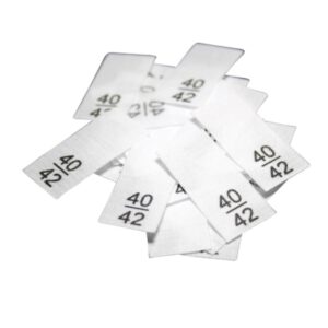 25 Textiletiketten - Größe 40/42 auf Mischband