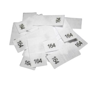 25 Textiletiketten - Größe 164 auf Mischband