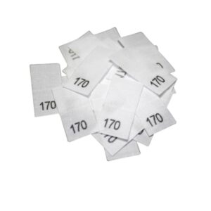 25 Textiletiketten - Größe 170 auf Mischband
