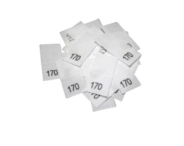 25 Textiletiketten - Größe 170 auf Mischband