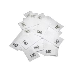 25 Textiletiketten - Größe 140 auf Mischband