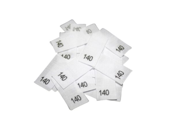25 Textiletiketten - Größe 140 auf Mischband