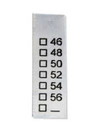 25 Textiletiketten - Universal Damengrößen" 46-56" 25 Textiletiketten - Universal Damengrößen" 46-56"