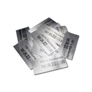 50 Textiletiketten 100% Baumwolle 95° Waschsymbol