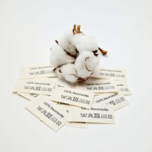 - e Natur-Baumwoll Etiketten mit Aufdruck 100% Baumwolle