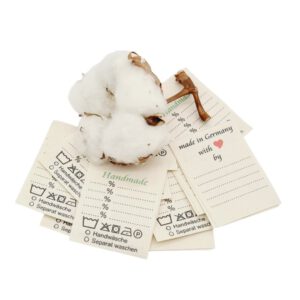 25 St. Universal Textiletiketten auf Natur Baumwolle