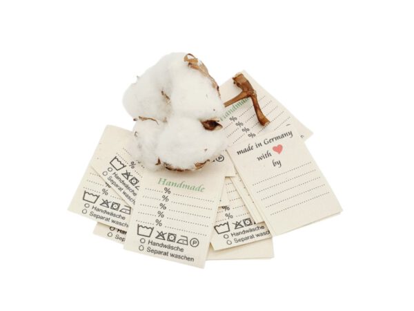 25 St. Universal Textiletiketten auf Natur Baumwolle
