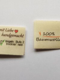 100% Baumwolle, Textiletiketten mittig gefalzt, Lizenzfrei