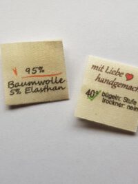 100% Bauwolle, Textiletiketten mittig gefalzt, Lizenzfrei