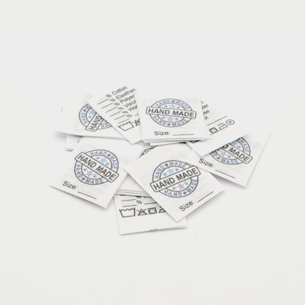 25 St. Textiletiketten Hand Made Universal in englisch & Pflegesymbole