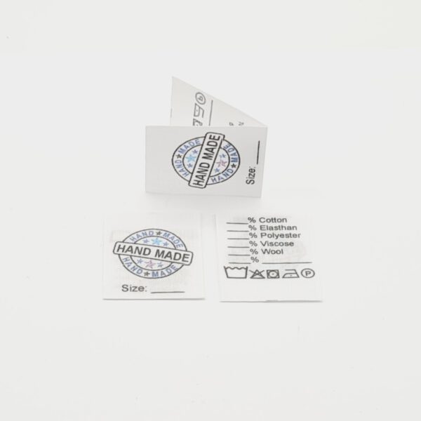 25 St. Textiletiketten Hand Made Universal in englisch & Pflegesymbole