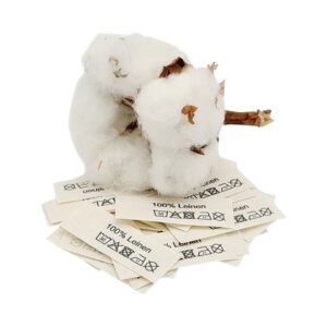 50 St. Textiletiketten aus Naturbaumwollband mit der Aufschrift 100% Leinen