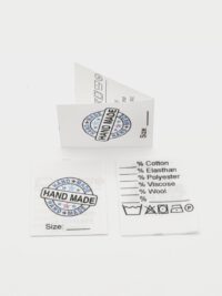 25 St. Textiletiketten Hand Made Universal mit Materialangabe in englischer Sprache und Pflegesymbole