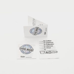25 St. Textiletiketten Hand Made Universal mit Materialangabe in englischer Sprache und Pflegesymbole