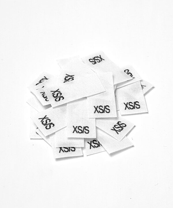 25 St. Textiletiketten  Größe XS/S auf Mischband