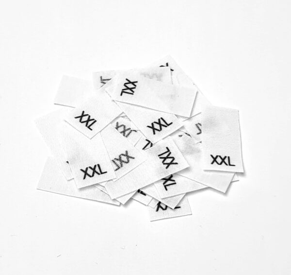 25 St. Textiletiketten  Größe XXL auf Mischband