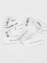 50 St. Textiletiketten 100% Baumwolle Mittelfalte