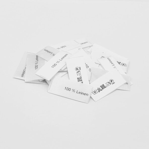 50 St. Textiletiketten 100% Leinen mittelgefaltet