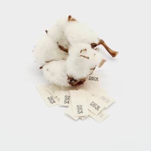 25 St. Textiletiketten  Größe 52/54 auf Naturbaumwollband