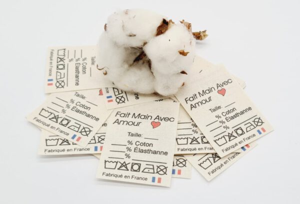 25 St. Universaletiketten französisch / Naturbaumwolle