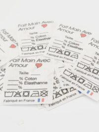 25 St. Textiletiketten Universal Hochformat / auf französisch